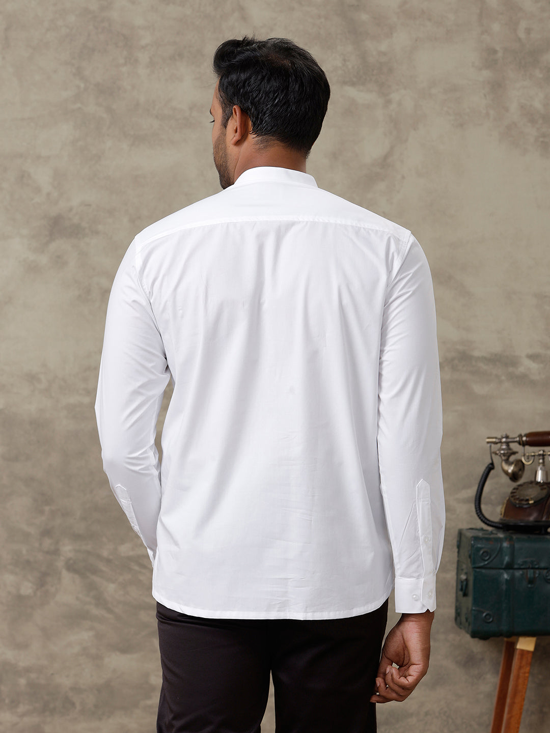 Men Cotton Short Length Plain Pocket Kurta White M16