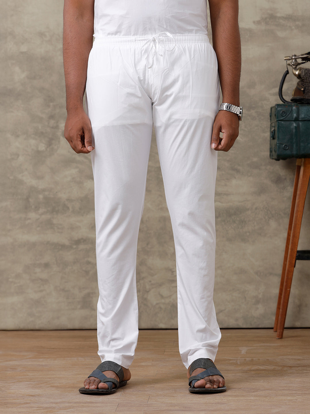Men Cotton White Kurta Pants