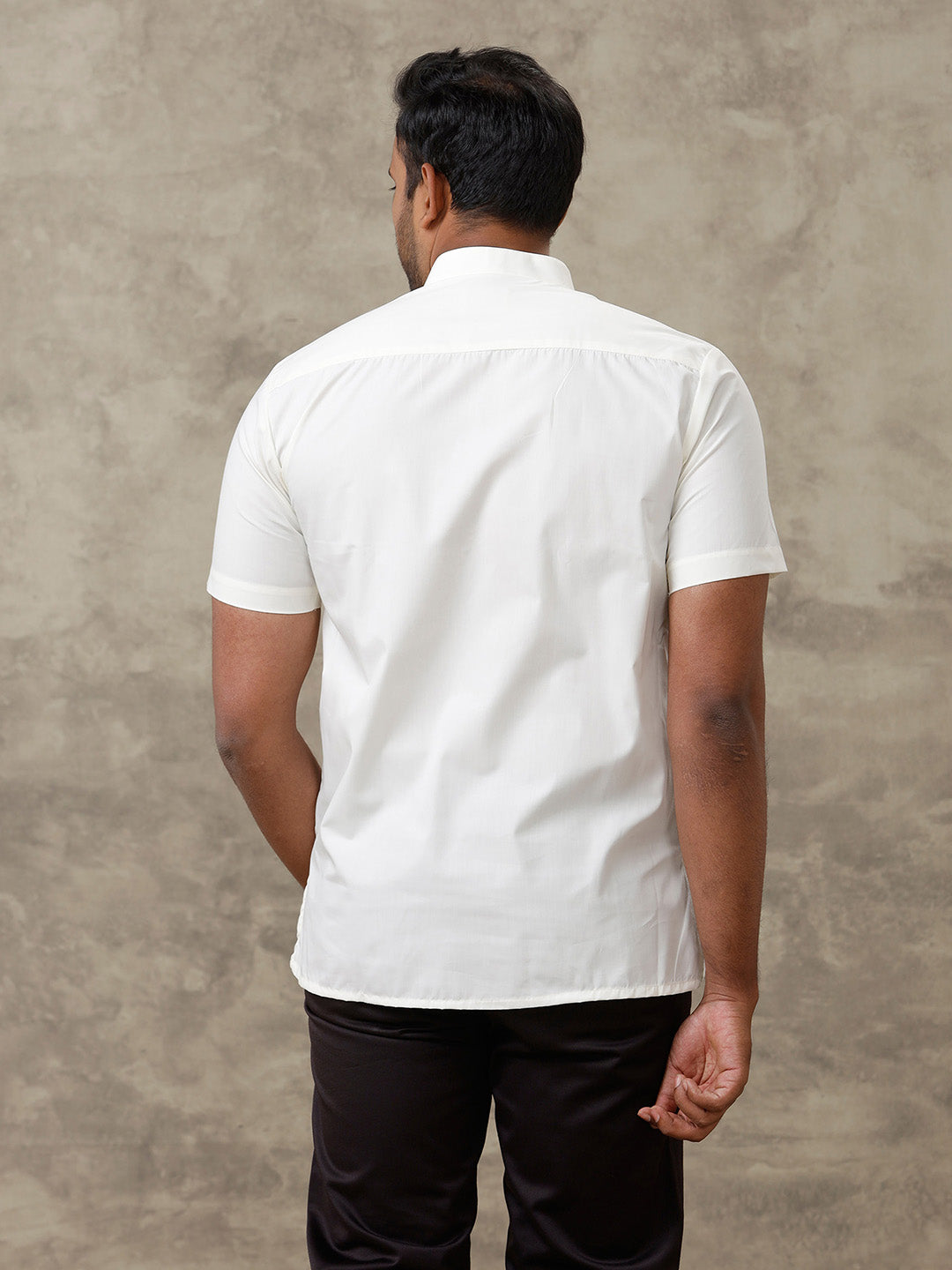 Men Cotton Short Length Plain Pocket Kurta Cream