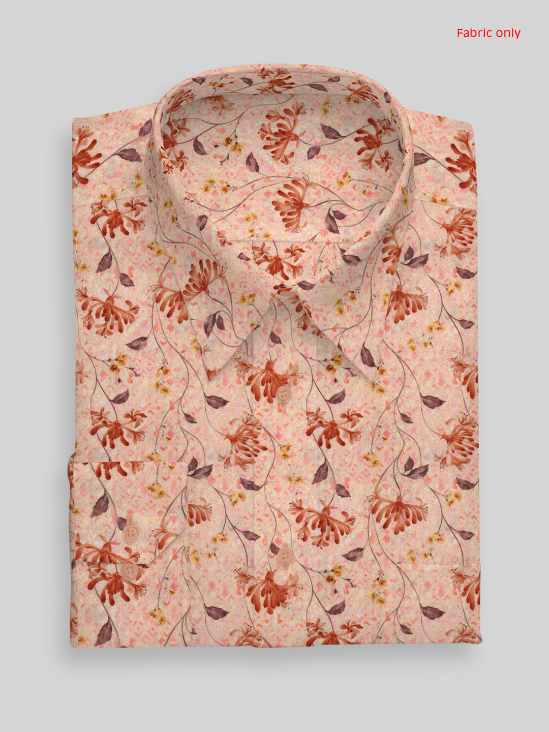 Men Cotton Rich Orange Printed Shirt Fabric Oslo Print