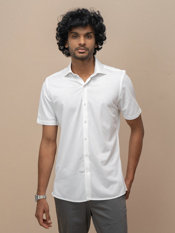 Men Combed Cotton Rich Slim Fit Ether Shirt White ER1