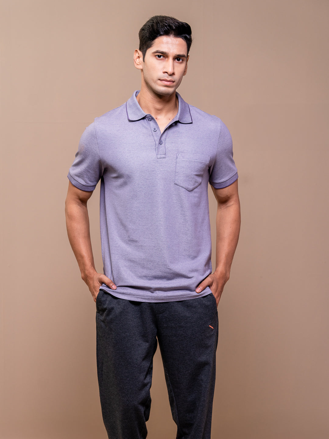 Men's Cotton Rich Pique Polo Violet