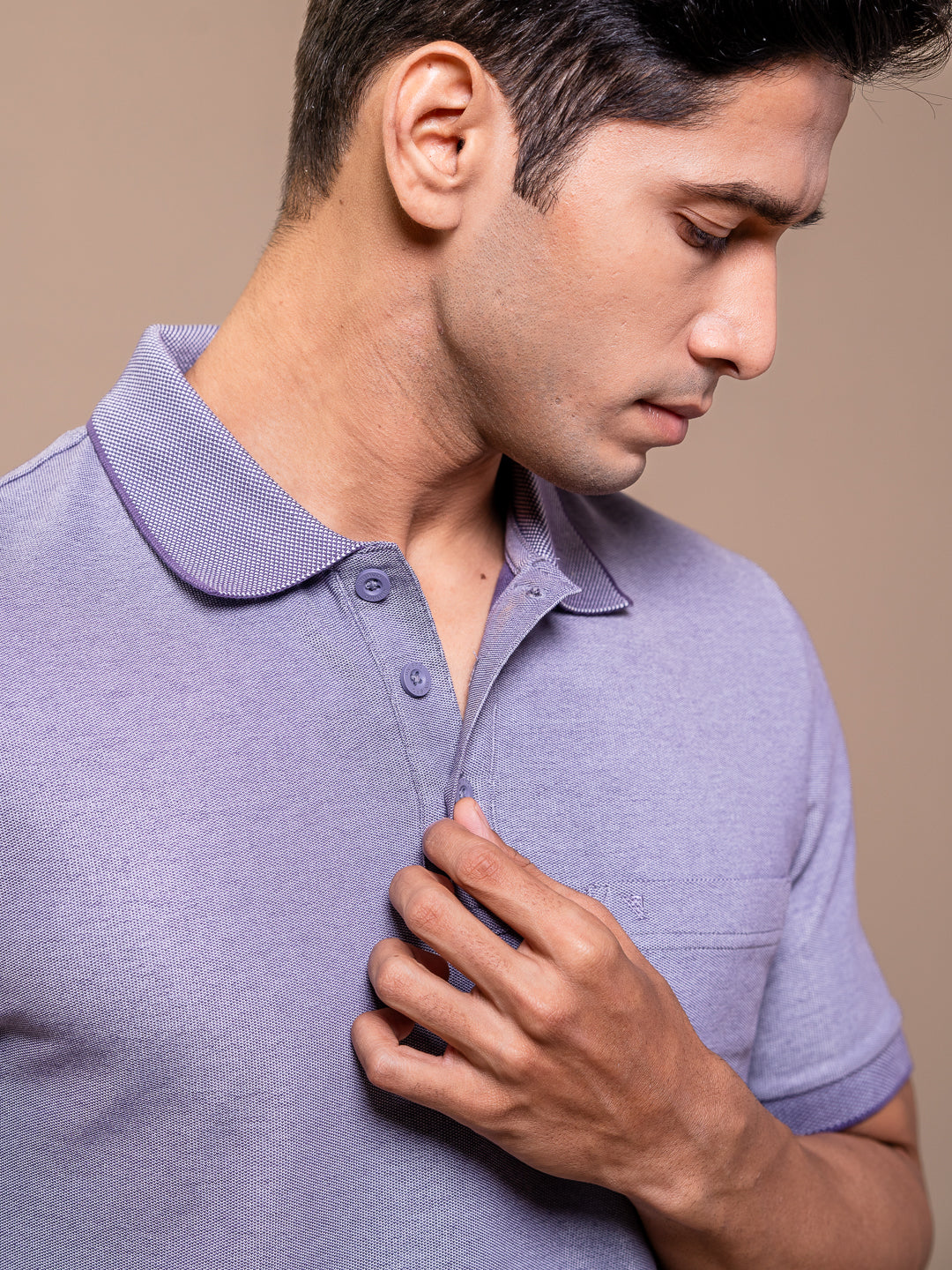 Men's Cotton Rich Pique Polo Violet