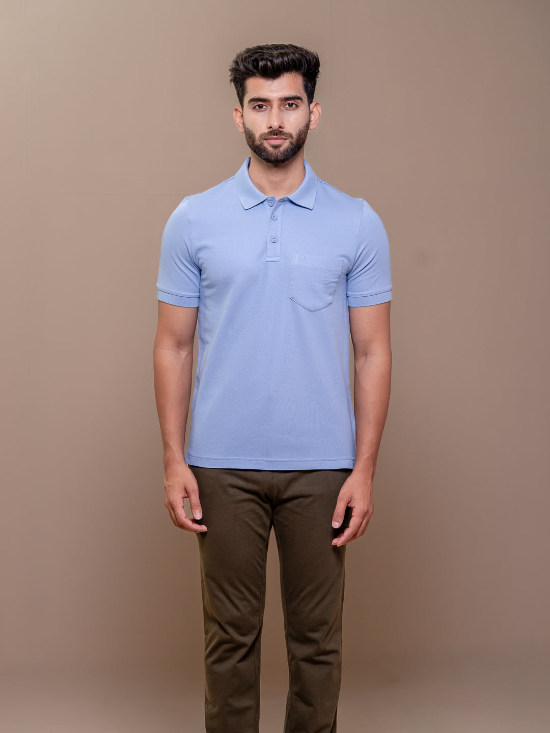 Men's Cotton Rich Pique Polo Blue