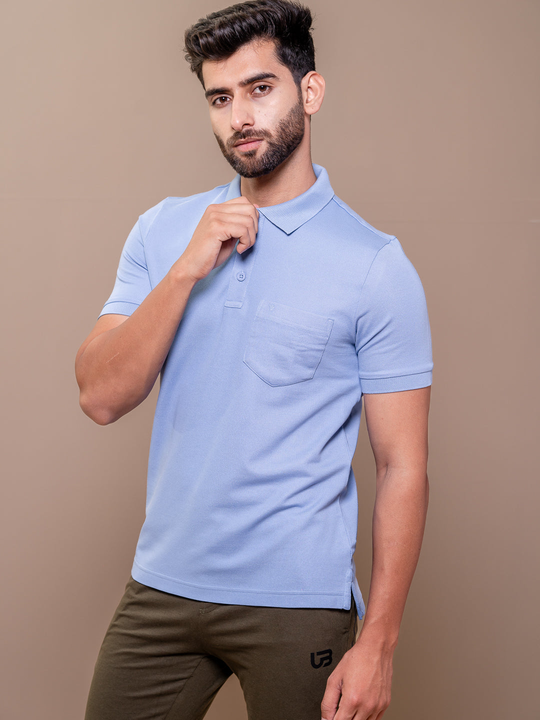 Men's Cotton Rich Pique Polo Blue