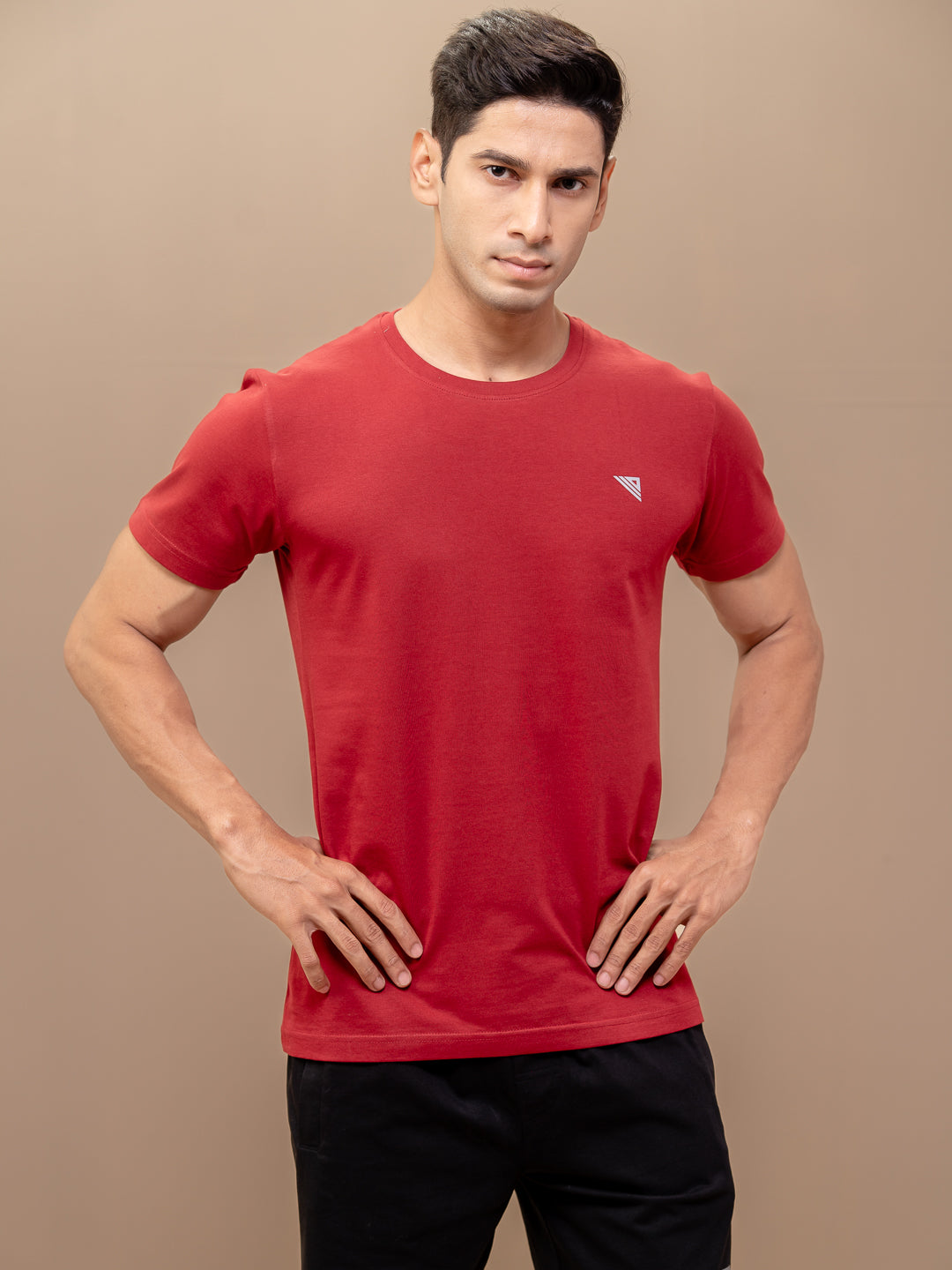 Men 100% Cotton Smart Fit Expert Tee Maroon ET6