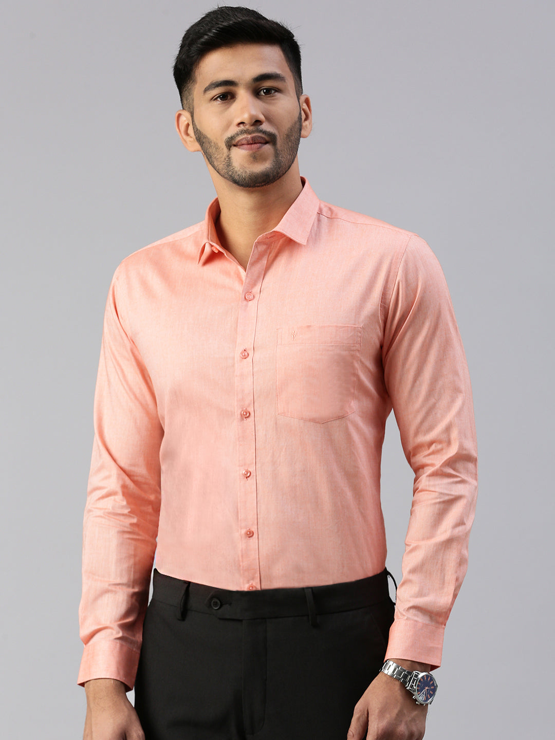 Men 100% Cotton Smart Fit Shirt Orange CL6 GD4