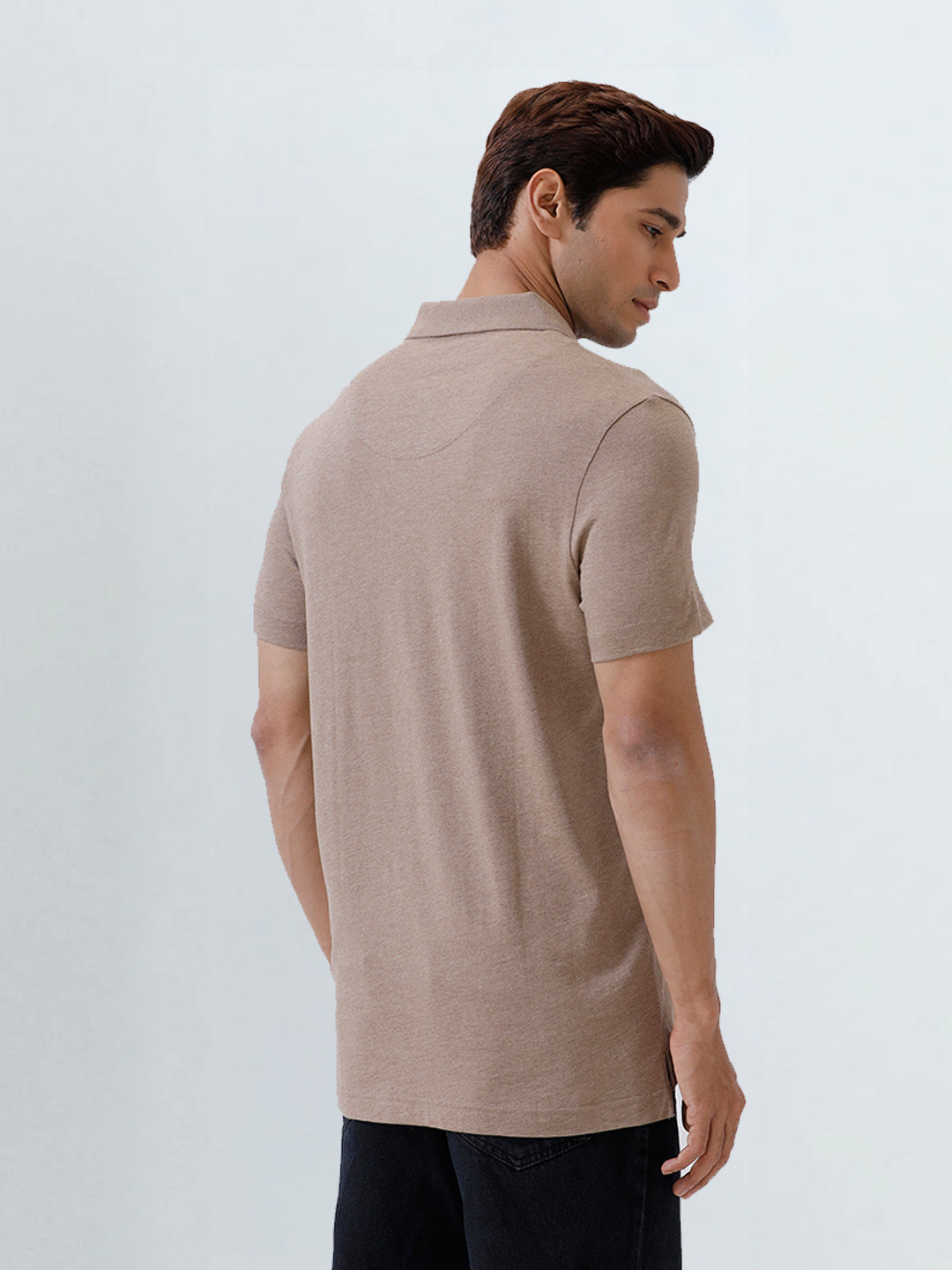 Men TENCEL™ Modal Fibers with Micro technology Polo T-Shirt Brown Heather EMP9