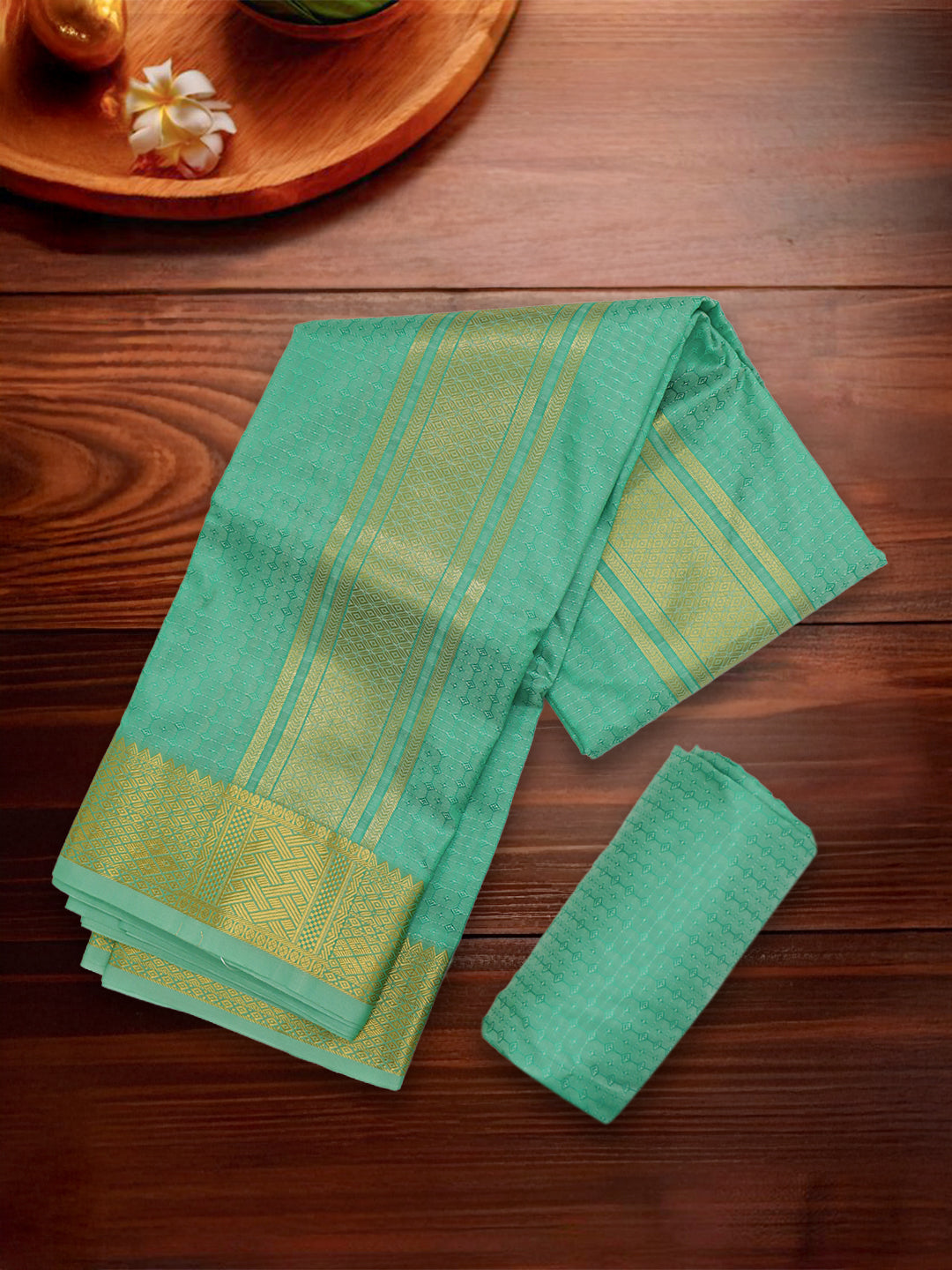 Men Art Silk Dhoti & Shirting Set R.Green Subakalyan (2 in 1) SK02