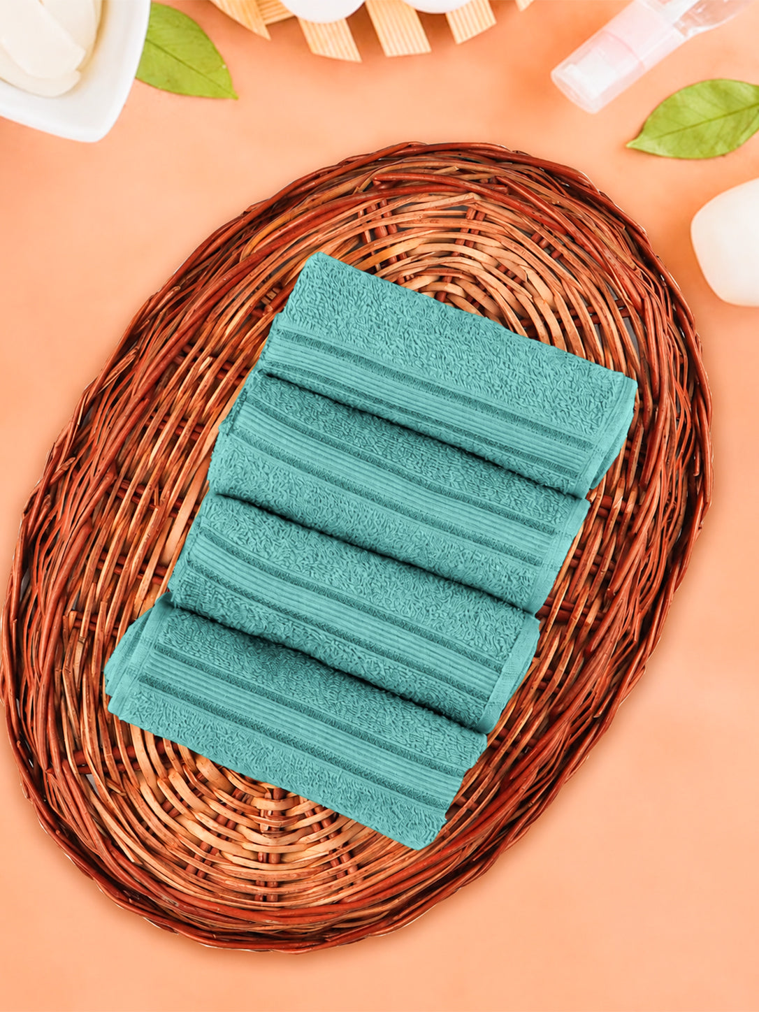 Soft Cotton Deluxe Hand Terry Towel Teal HC2 (Pack of 4)