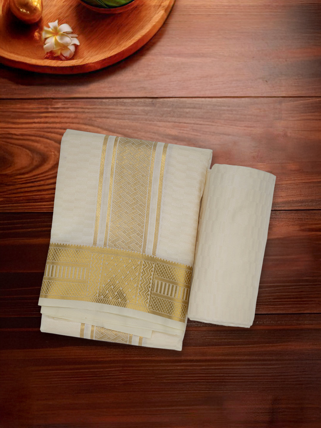 Men Art Silk Dhoti & Shirting Set Sandal Subakalyan (2 in 1) SK04