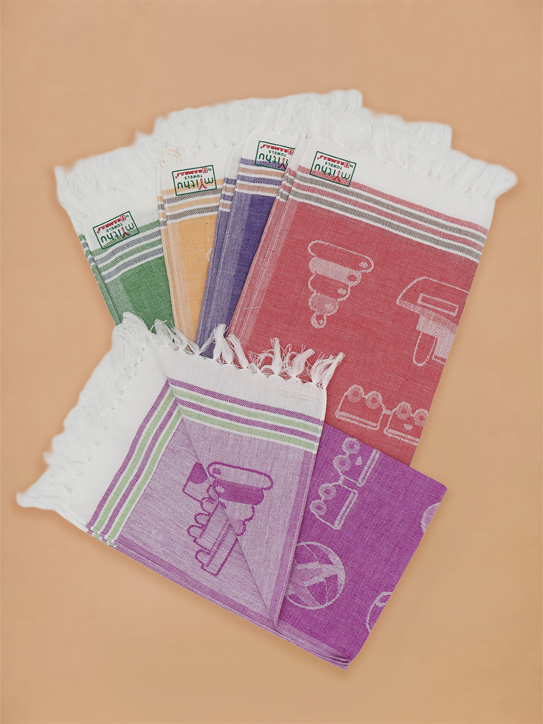 Kids Soft Cotton Printed Hand Towels (Pack of 5)