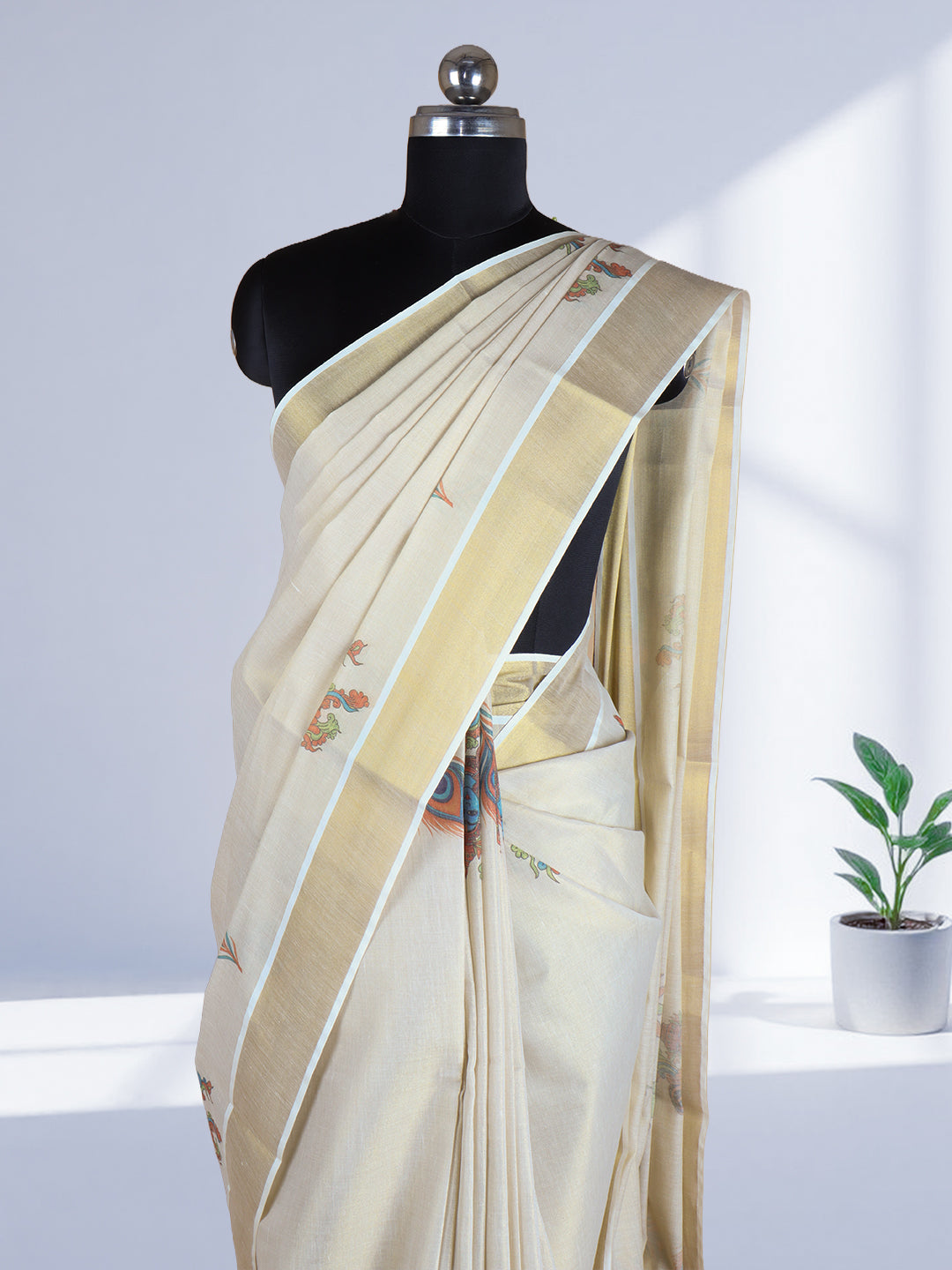 Women Kerala Tissue Gold Saree KS212