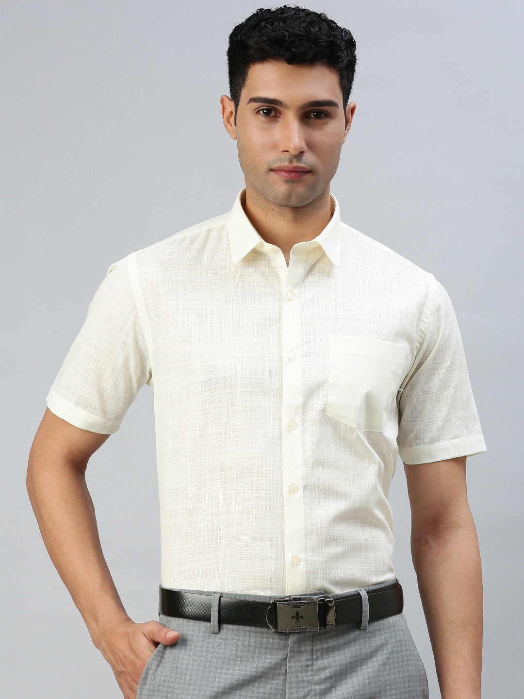 Men Cotton Rich Shirt Cream Celebrity