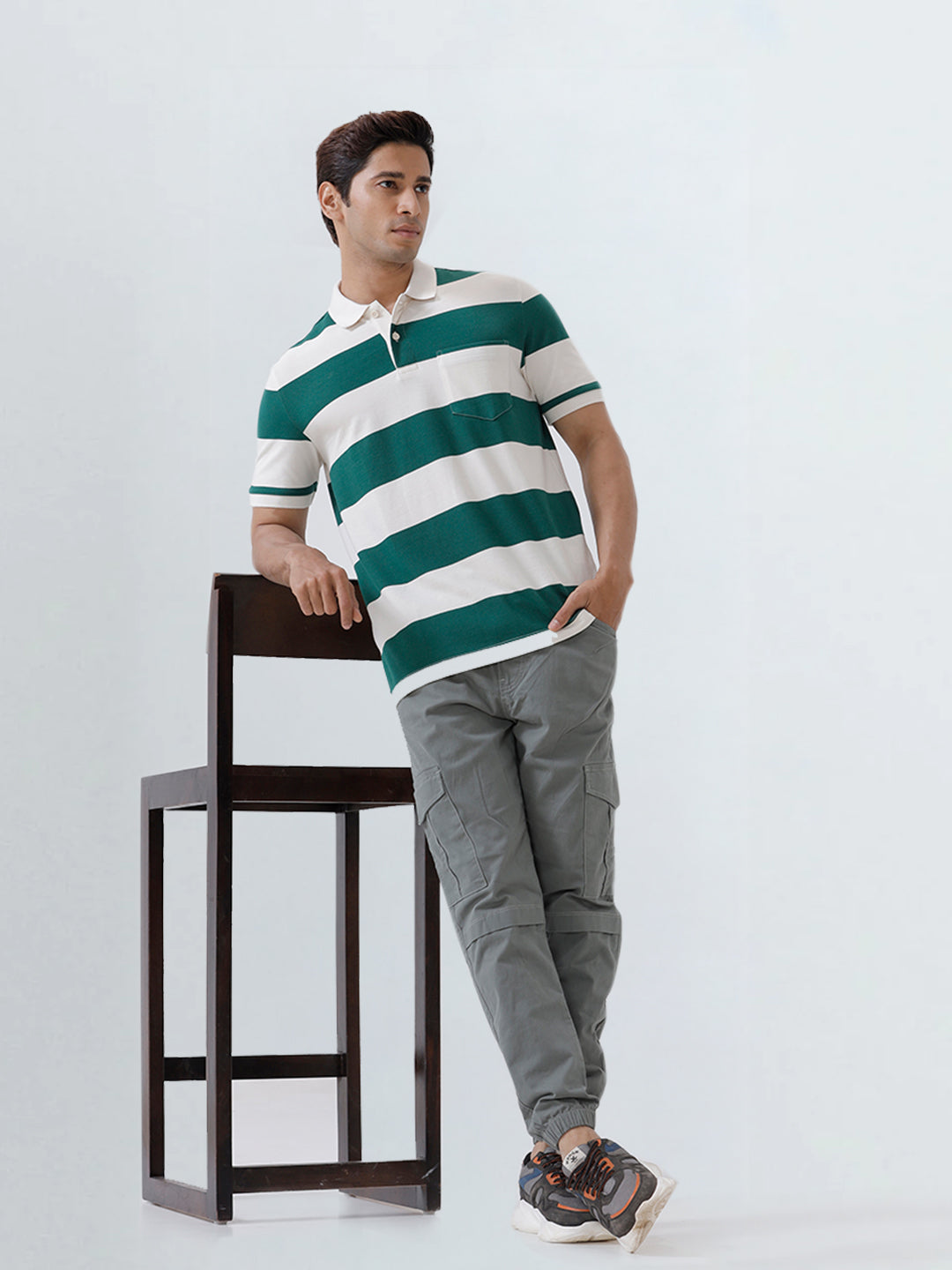 Men Smart Fit Exclusive Striped Polo T-Shirt Evergreen ED5