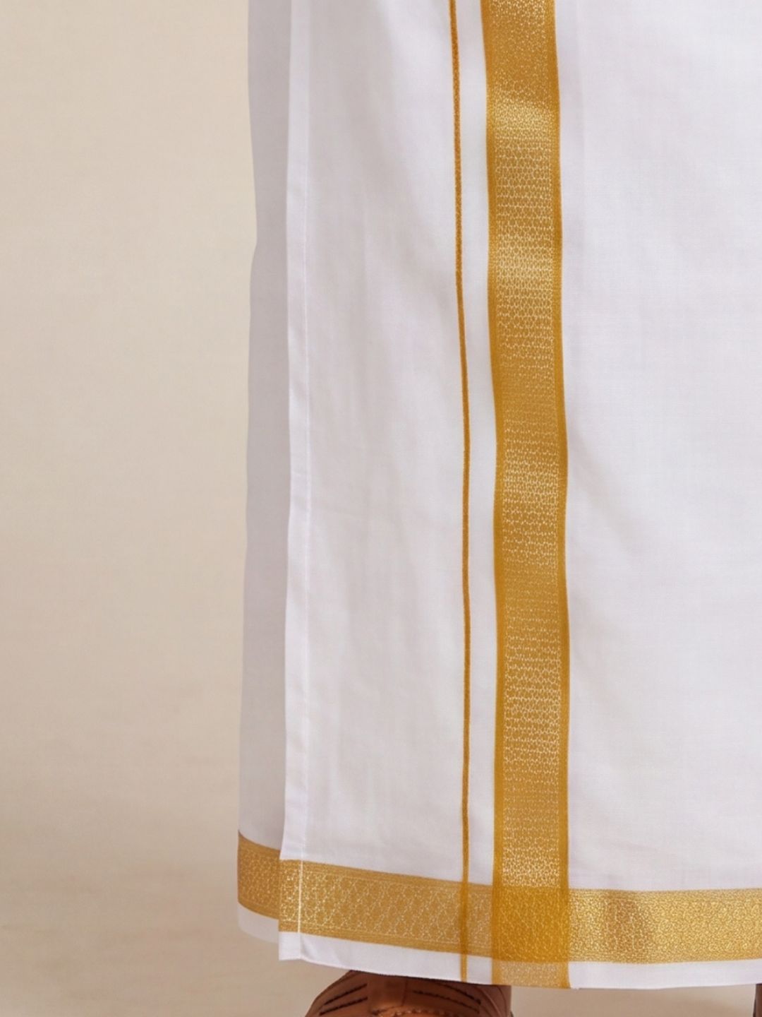 Boys 100% Cotton Orange Shirt and Fancy Border Dhoti Set BT4