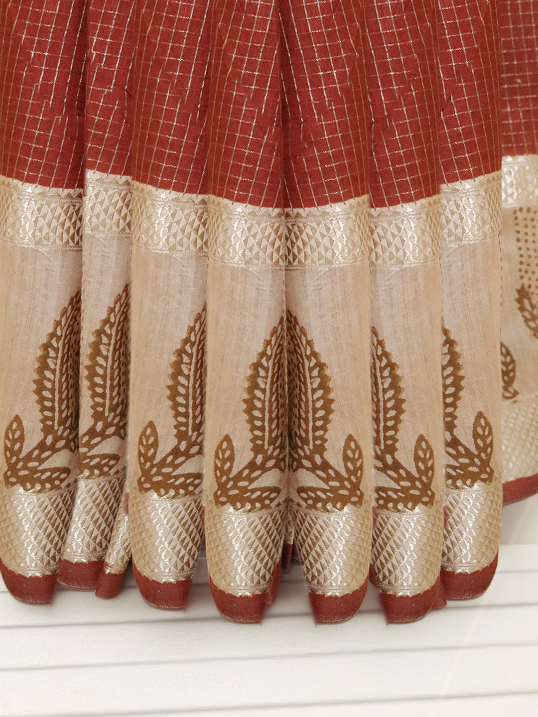 Women Maroon Semi Chanderi Cotton Printed Saree SC78