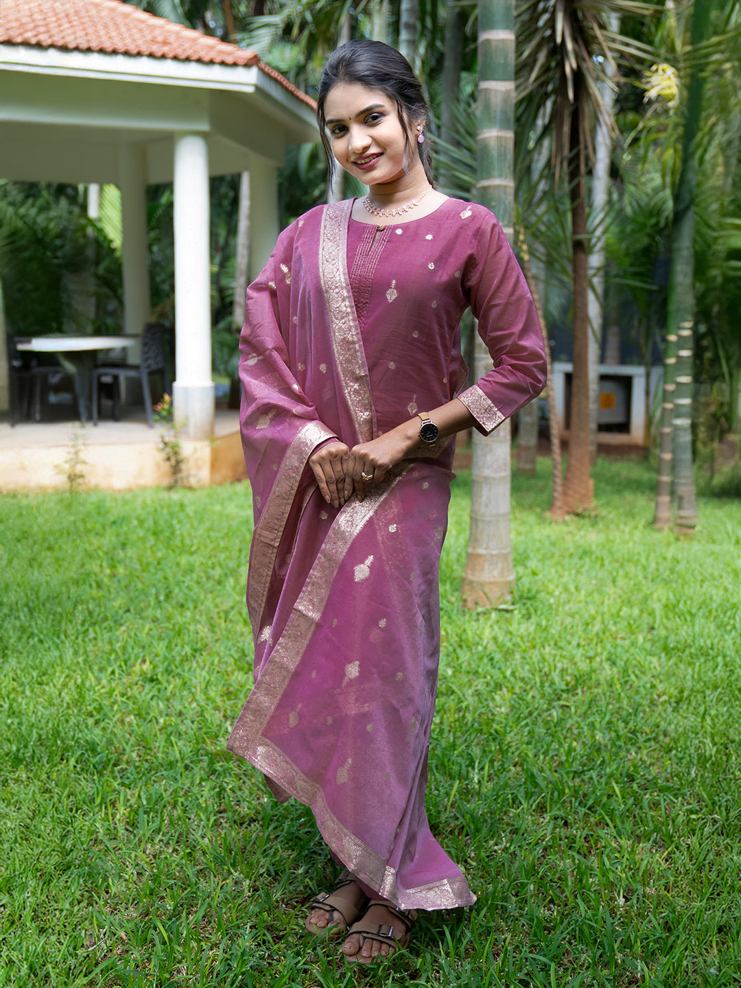 Women Dark Pink Cotton Kurti Set EKS109