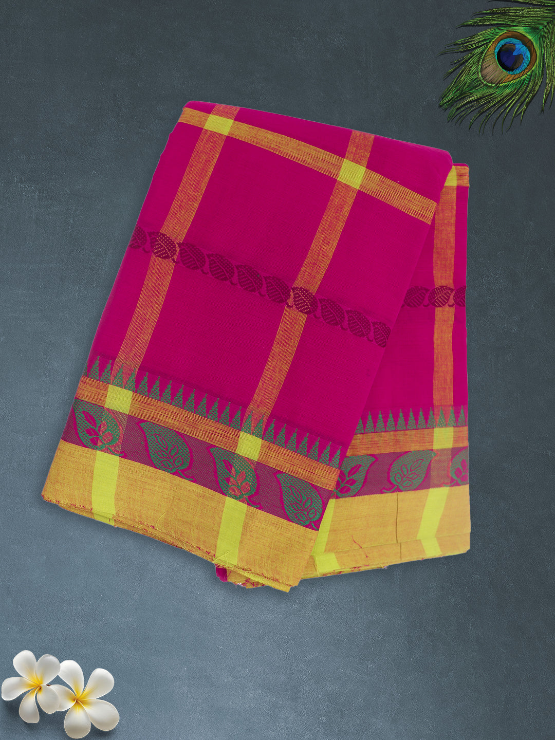 Women Dark Pink Pure Chettinad Cotton Saree PCS223