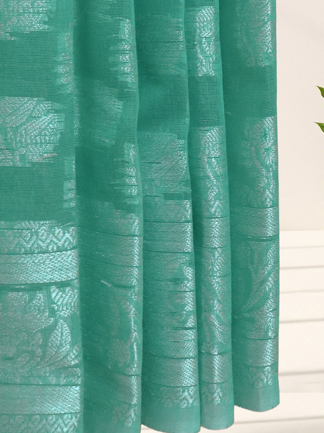 Women Green Cotton Saree PCS244