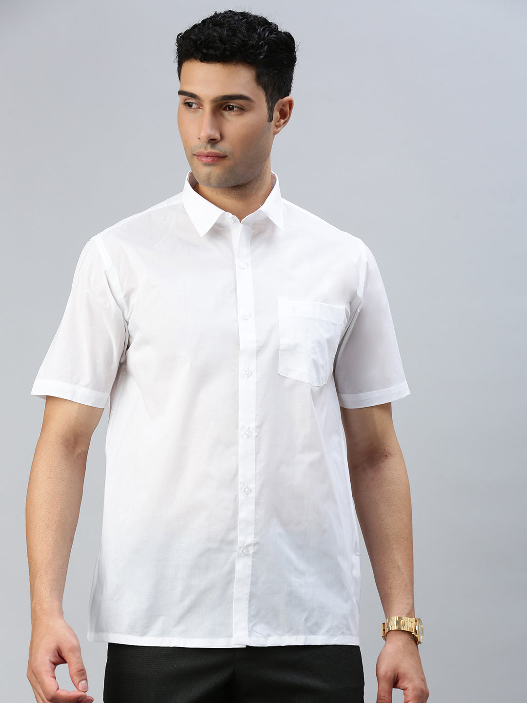 Men 100% Cotton Shirt Justice White