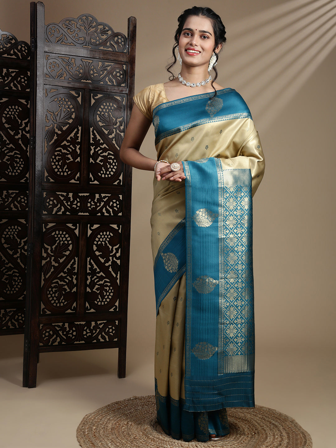 Women Olive Green Art Silk Saree ASS112