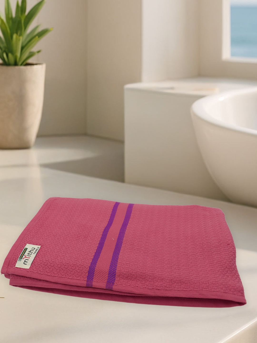 100% Cotton Self Designed Bath Towel Red Magnus MCB11