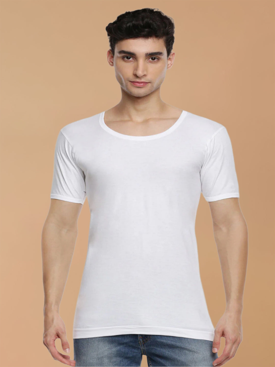 100 % Combed Cotton White Vest RNS Romex (Pack of 2)
