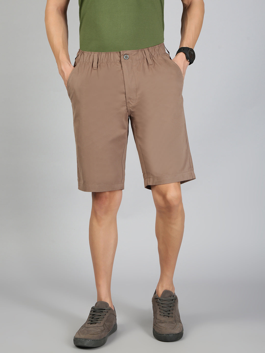 Men 100% Combed Cotton Golf Boxer Shorts Dark Kakki GS7