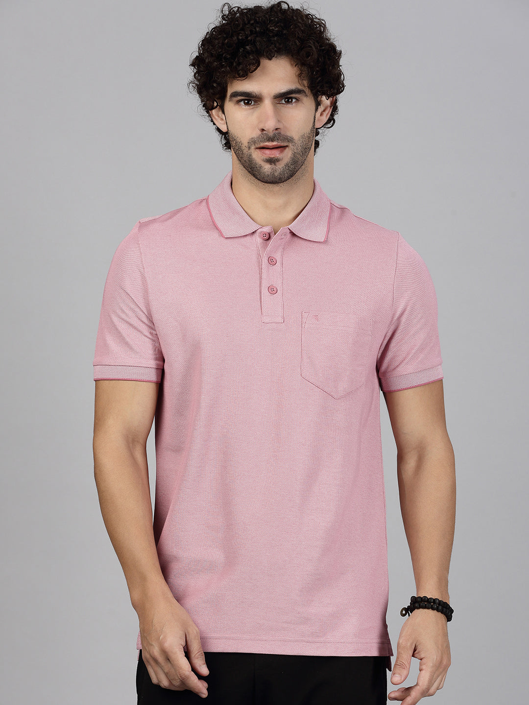 Men Cotton Rich Smart Fit Expert Polo T-Shirt Heather Rose EP44