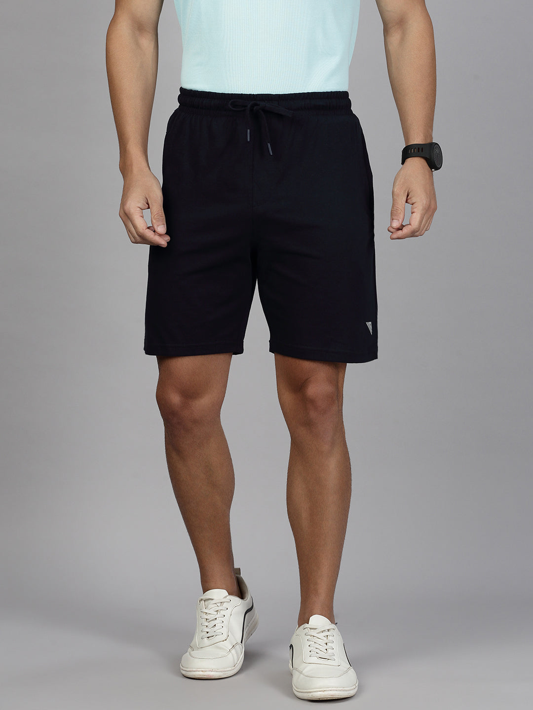 Men Aqua Blue T-shirt and Black Shorts Combo