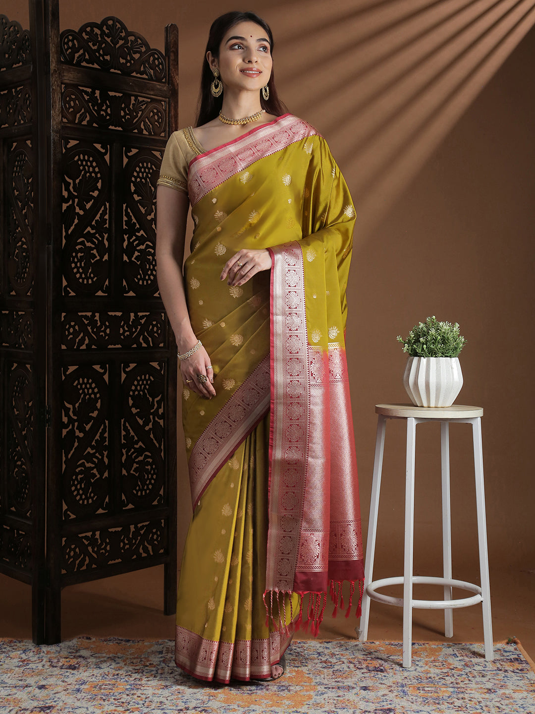 Women Soft Silk Saree Mustard Yellow SS416