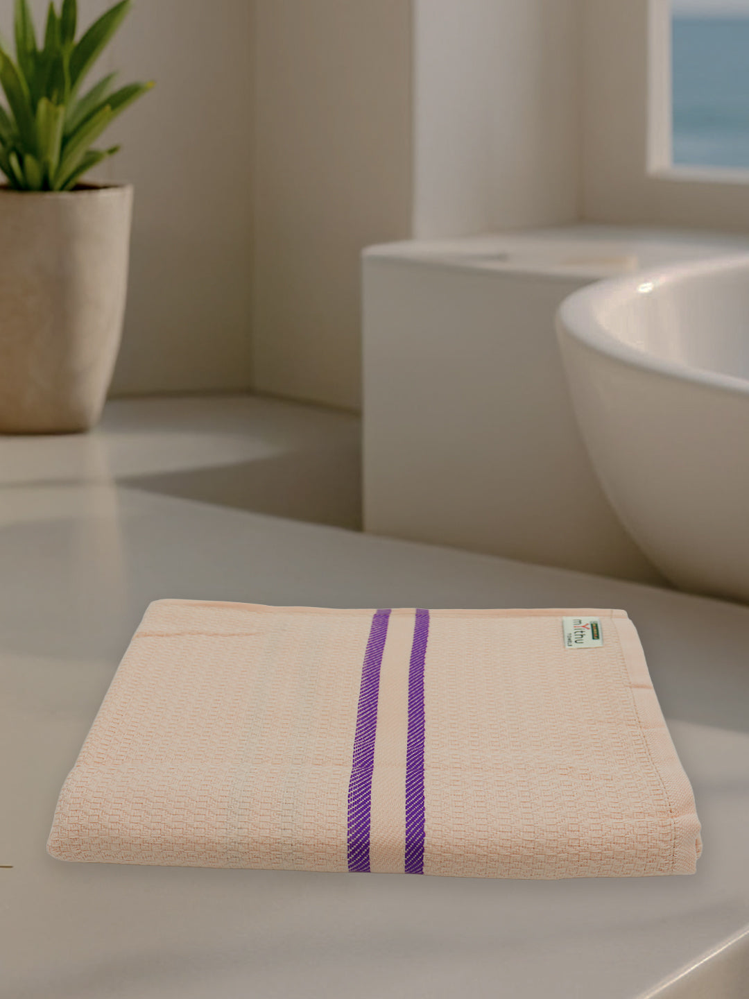 100% Cotton Self Designed Bath Towel Peach Magnus MCB03