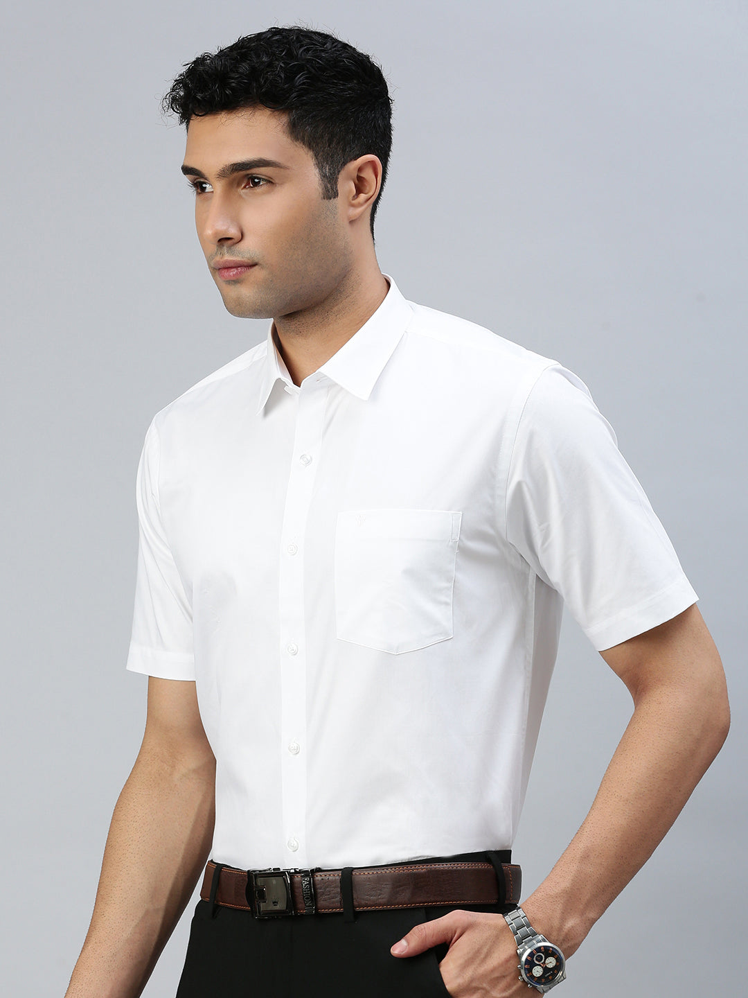 Men 100% Cotton White Shirt Classic Cotton