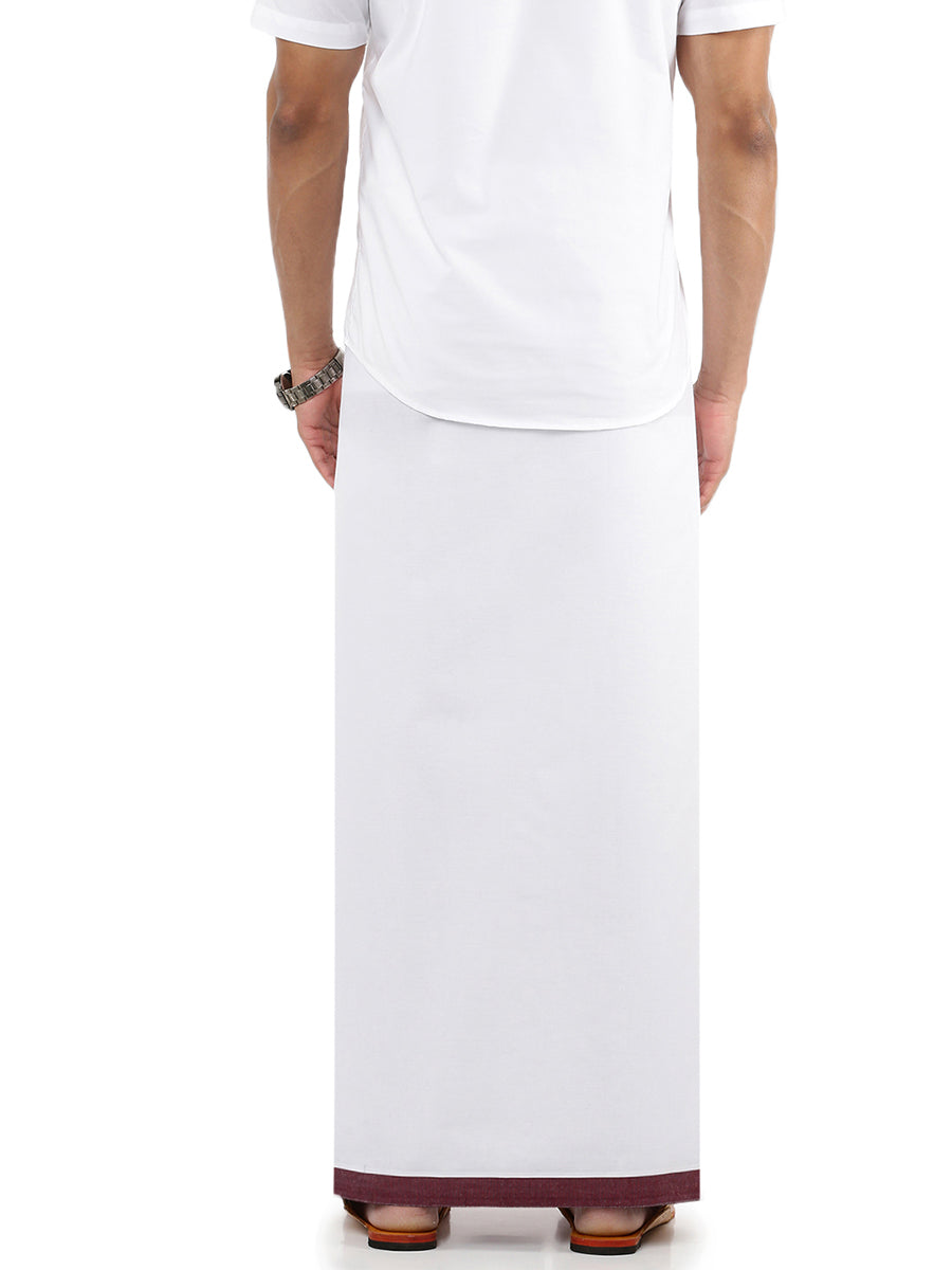 Mens Dhoti White with Fancy Border Winner Special Maroon-Back view