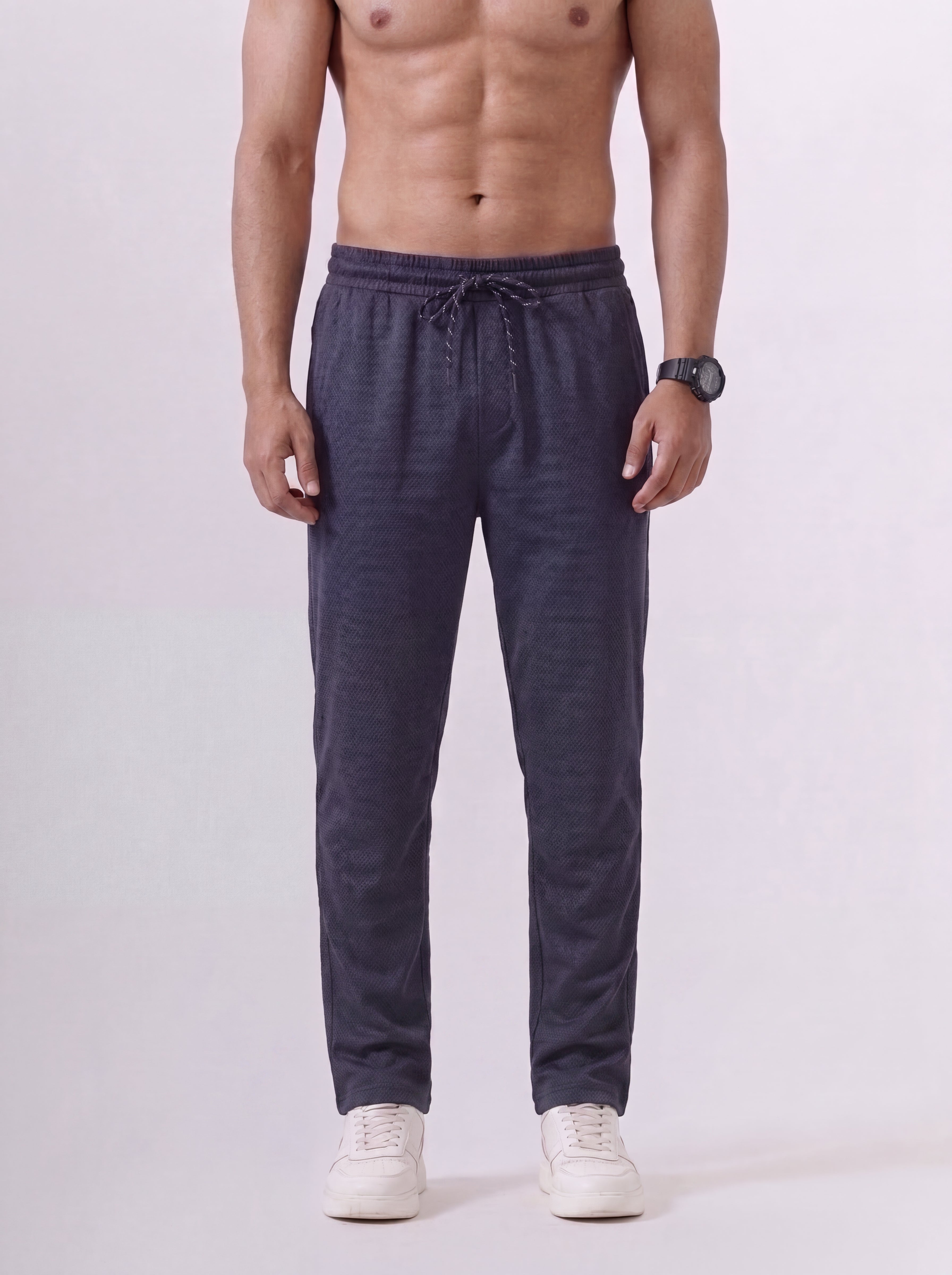 Cotton Rich Regular Fit Navy Popcorn Track Pant PTK1