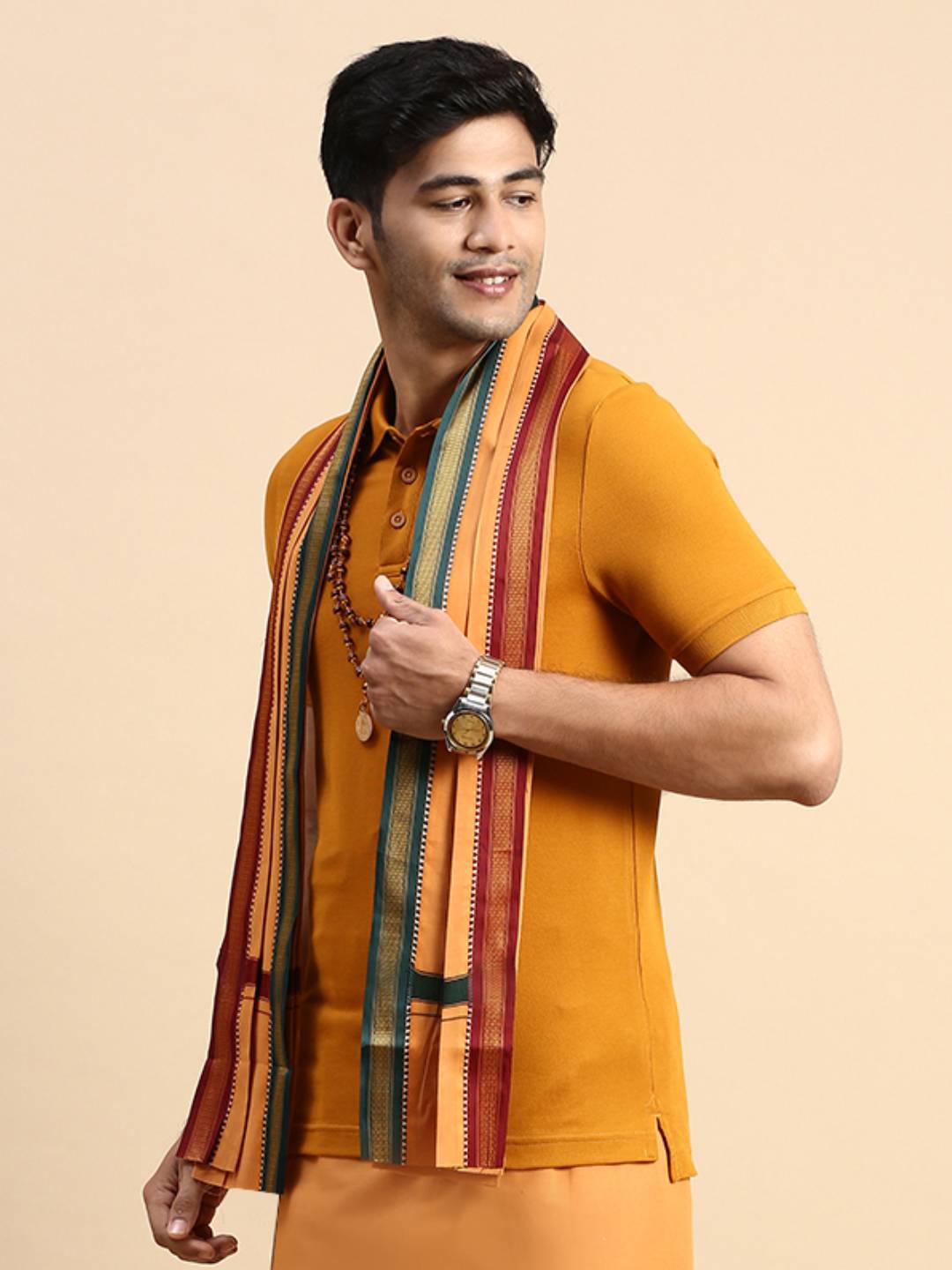 Men Mayilkhan Border Angavastram Towel Gandarva Kaavi