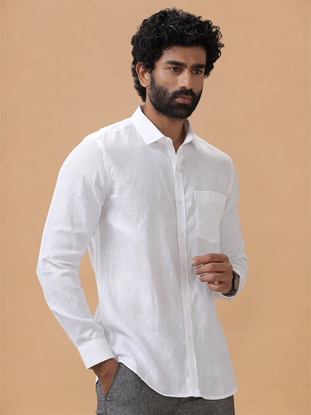 Pure Linen White Shirt – Linen Park 5605 | Fine 60 LEE