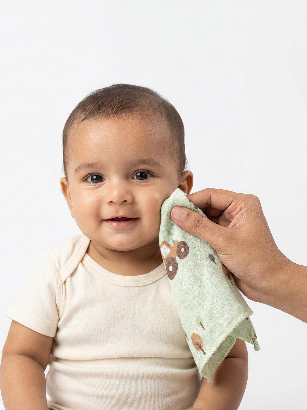 Born Baby Wash Cloth for Face & Body (Pack of 3) Soft, Absorbent Cotton | 0.35m x 0.35m