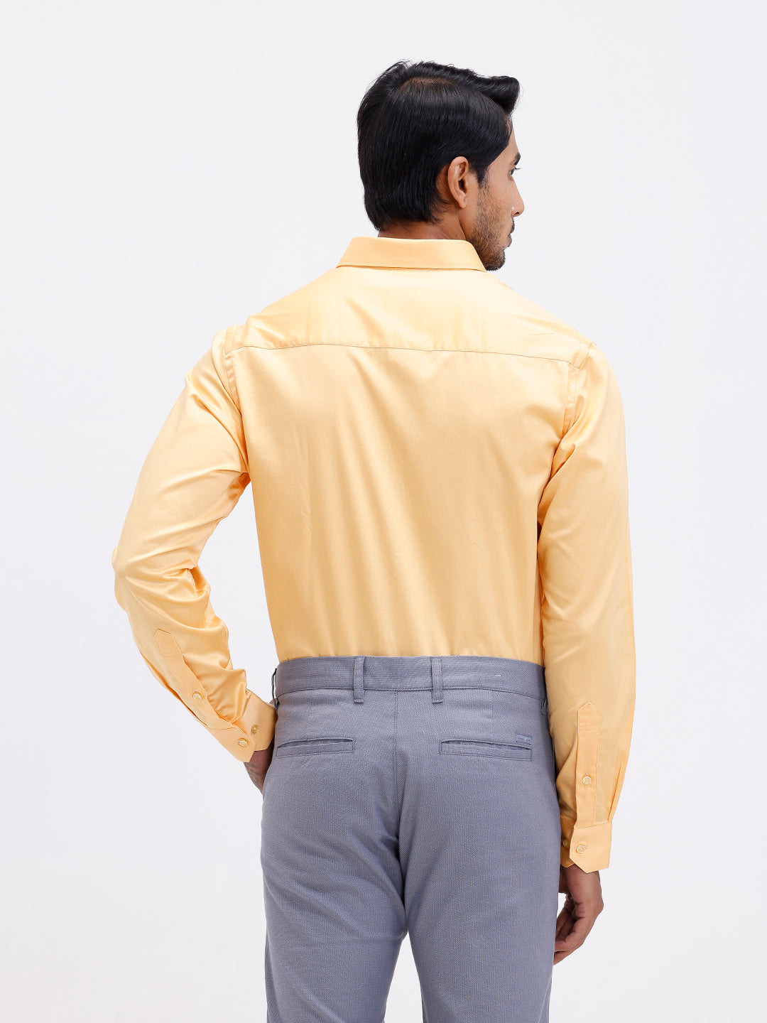 Men Cotton Blend Shirt Yellowish Orange T53 ACT8