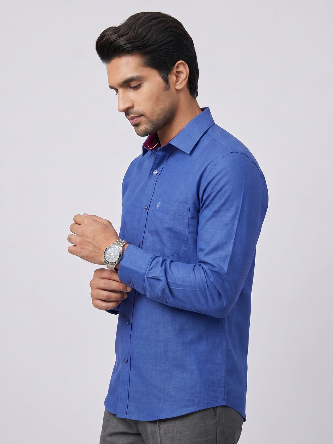 Pack of 2 | 100% Cotton Smart Fit Shirts - Dark Blue & Maroon