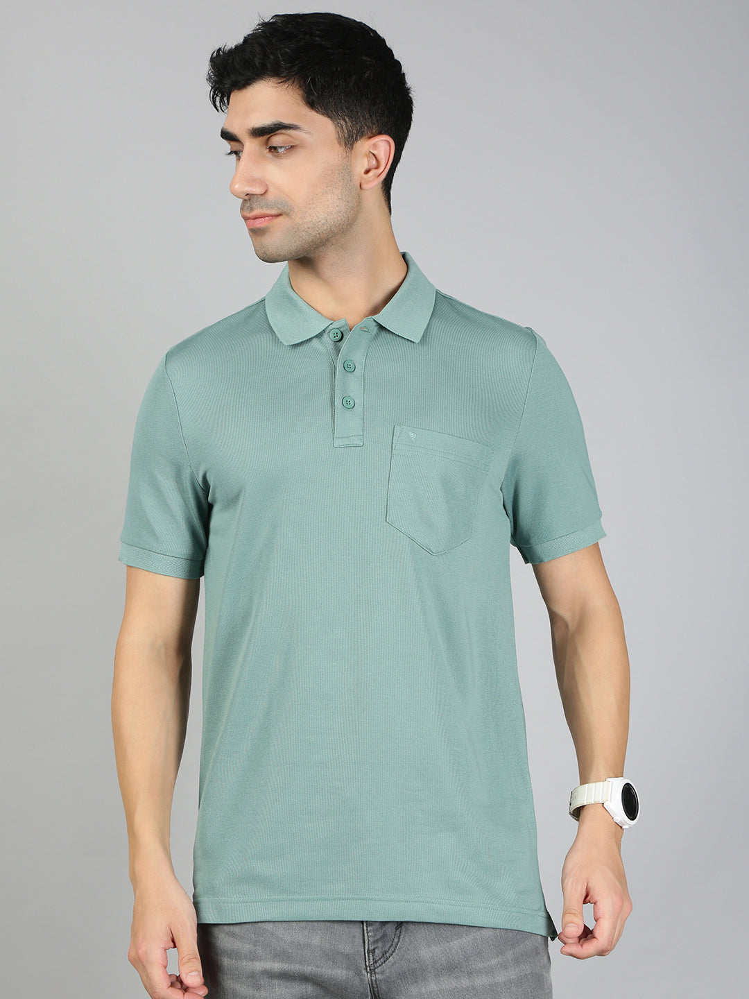 Men Cotton Rich Smart Fit Expert Polo T-Shirt Sage Green EP39