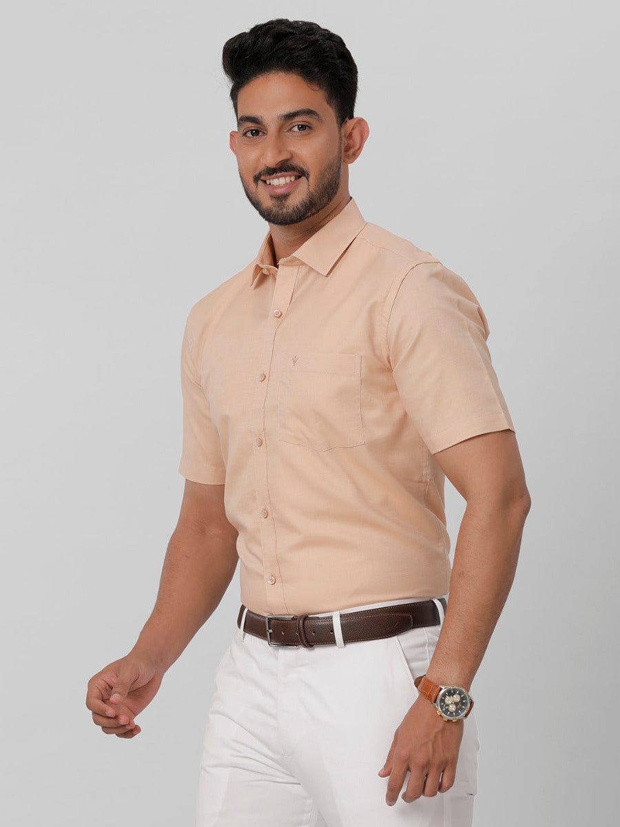 Premium Cotton Dark Sandal Half Sleeves Shirt EL GP18-Side view