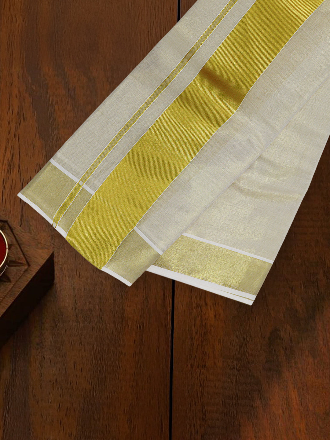 Men Tissue Gold Jari Border Panchakacham with Angavasthram Set (9+5) Gangotri GG01