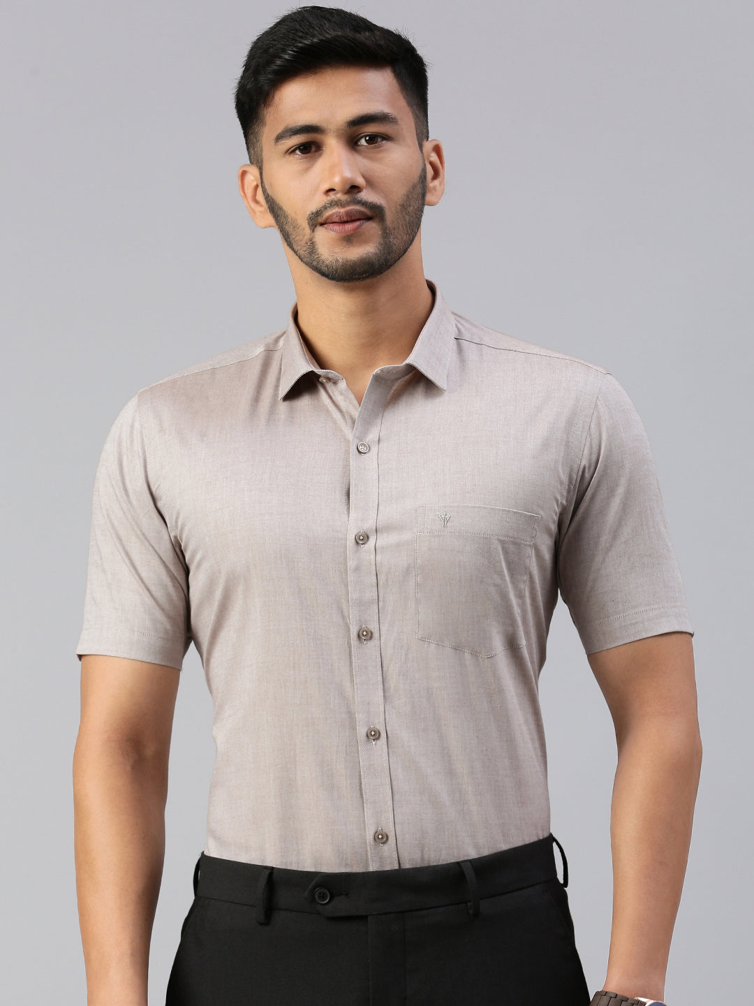 Men 100% Cotton Smart Fit Shirt Light Grey CL6 GD5