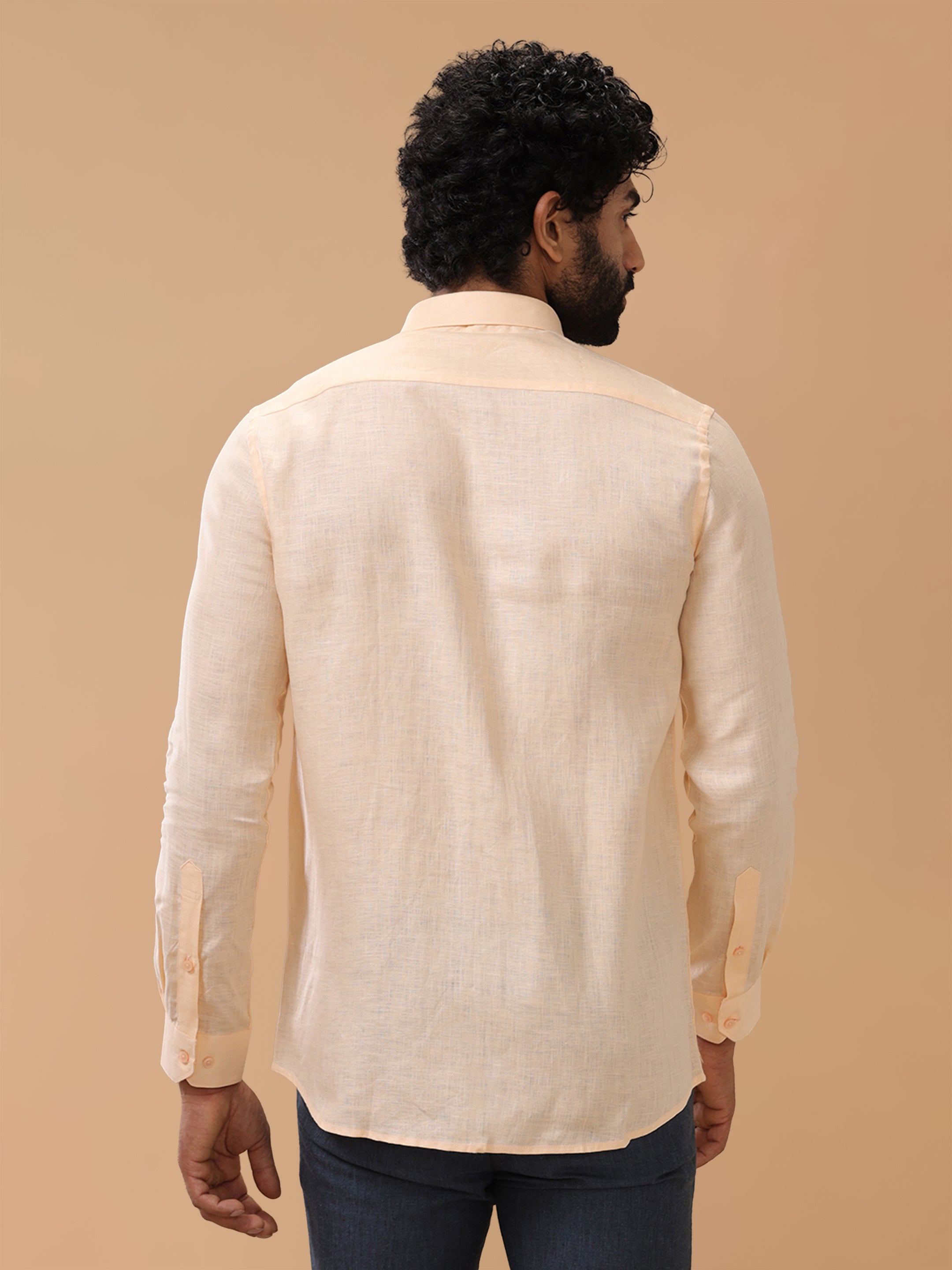 Pure Linen Pale Orange Smart Fit Shirt L88
