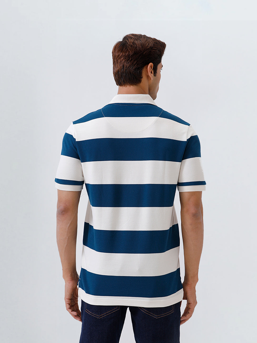 Men Smart Fit Exclusive Striped Polo T-Shirt Poseidon Blue ED1