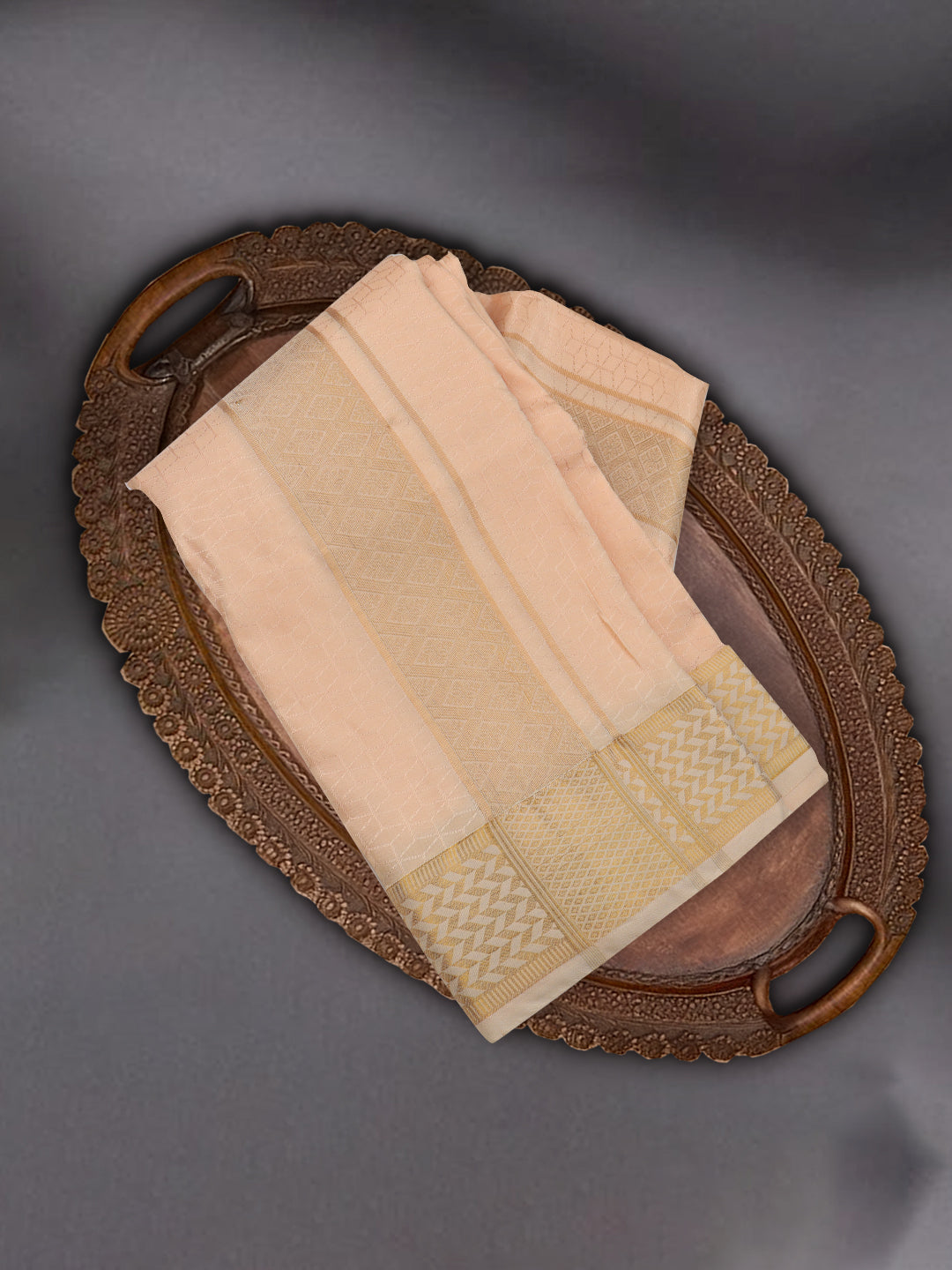 Men Art Silk Wedding Shirting Dhoti & Towel Set Coral Touch Tone TT22