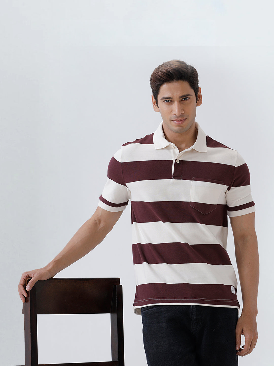 Men Smart Fit Exclusive Striped Polo T-Shirt Vineyard ED2