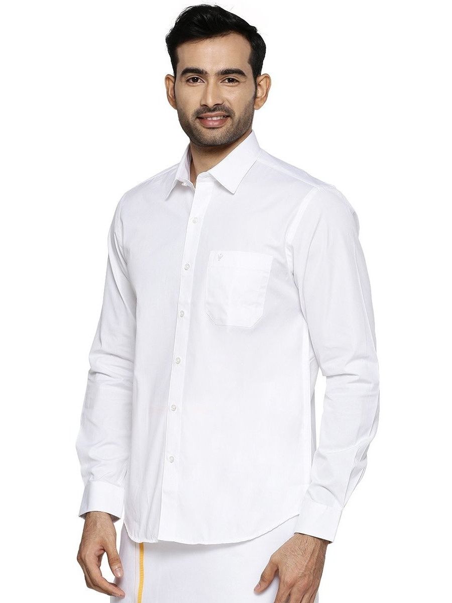 Mens 100% Cotton Half & Full Sleeve White Shirt Cool Cotton